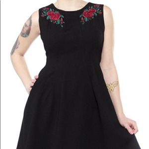 Rose Embroidered Black Dress 🌹🖤